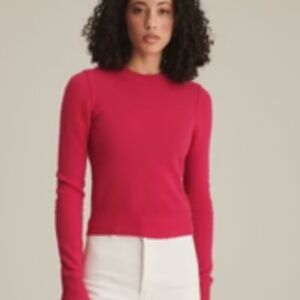 NAADAM reversible cropped crewneck sweater hibiscus pink -M-NWT!